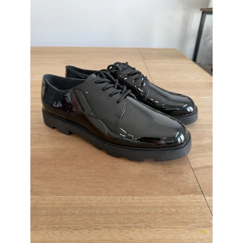 Franco Sarto Black Patent Oxford Dress Shoes Men's 8.5M‎ Lace Up Formal NEW